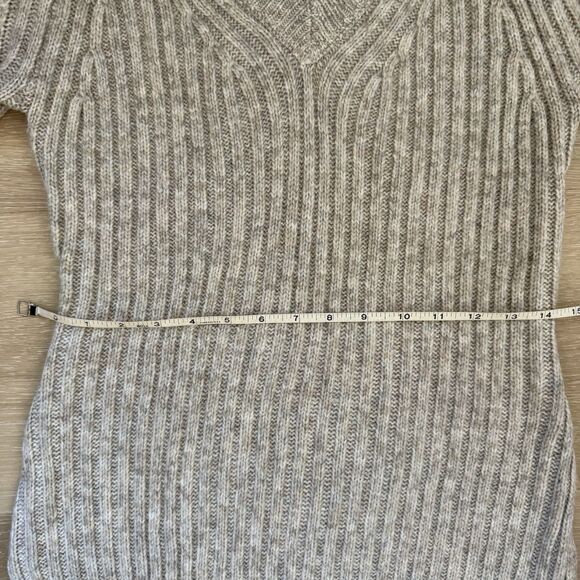 Boho Rib-Knit Wide Sleeves Midi Sweater Dress Sz S H&M Beige Cream Heather Wool - Picture 7 of 10